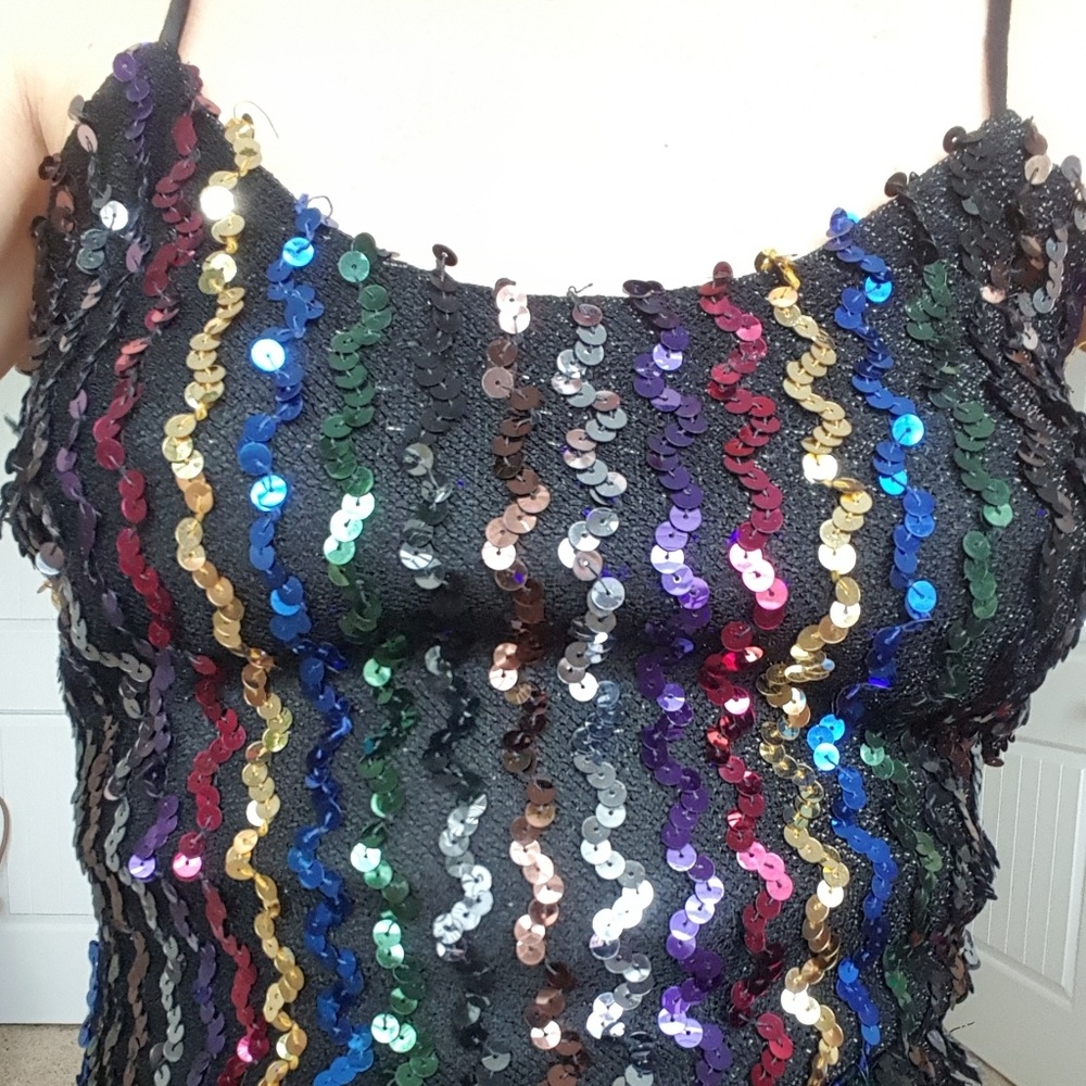 Sequin spaghetti strap 70's dress. - Picture 6 of 8